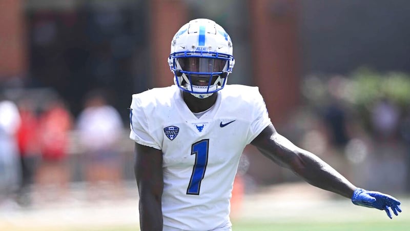 Buffalo wide receiver Justin Marshall during an NCAA football game on Saturday, Sept. 3, 2022,...