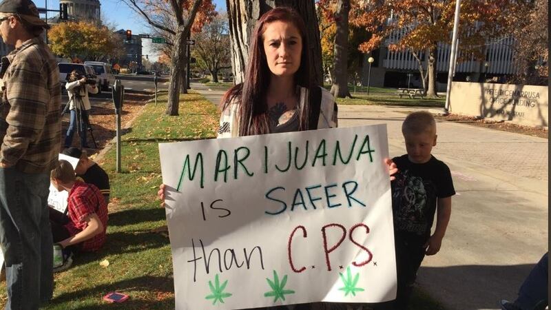 Kelsey Osborne and the Idaho Mom’s for Marijuana group rallied outside of the...