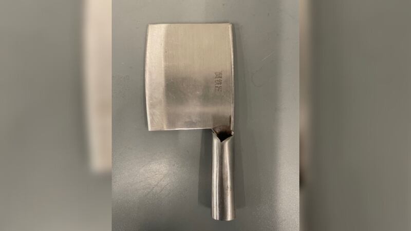 The TSA in the Great Lakes region confiscated a meat cleaver among other objects at a security...