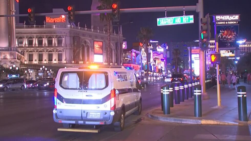 Police activity outside Mirage Hotel on the Las Vegas Strip Thursday night after a deadly...