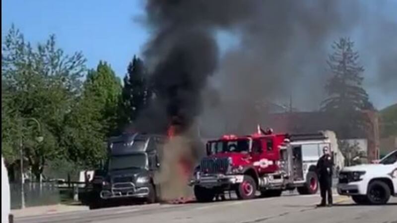 Wednesday morning, fire crews respond to a vehicle engulfed in flames near Main and Poplar...