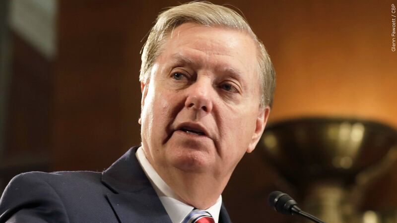 FILE - U.S. Sen. Lindsey Graham testified Tuesday before a special grand jury that's...